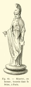 Minerve, i bronze, fundet i Seinen, Paris (gravering) af French School