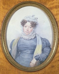 Miniatureportræt af Madame Swetchine (1782-1857) (wc på papir) af French School