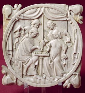 Spejlkasse forestillende et spil skak, ca. 1300 af French School