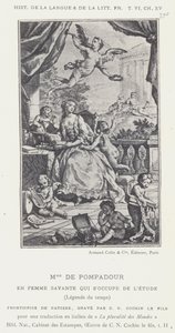 Mme De Pompadour, Som en lærd kvinde, der tager sig af studiet, Legend of Time (litho) af French School