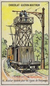 Mobil platform til reparation af luftledninger på sporveje (chromolitho) af French School