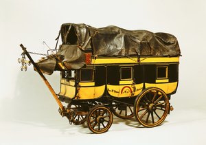 Model af en omnibus med fyrre sæder (malet træ)