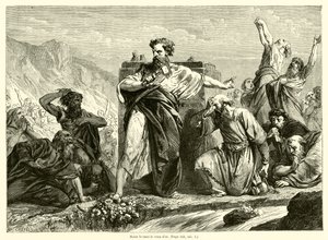 Moses bryder guldkalven (gravering) af French School