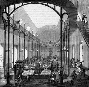 At tjene penge: rulle og skære. Indgravering i "" Le Monde Illustré"" nr. 145 af 21. januar 1860. af French School