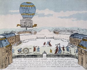 Montgolfiers første flyvning af dyrebeboet aerostat organiseret i Versailles, 19. september af French School