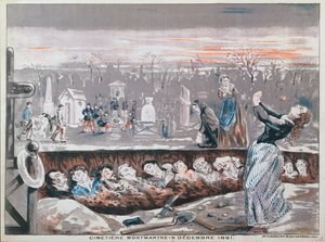 Montmartre-kirkegården, 4. december 1851 (farvelitografi) af French School