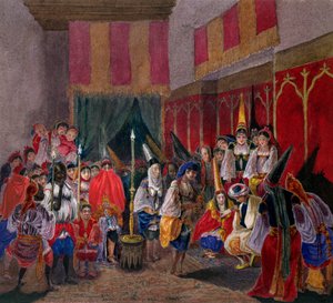 maurisk bryllup i Algeriet, ca. 1840-45 (wc på papir) af French School