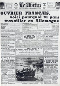 Morgen Journal nr. 21311 af 20. oktober 1942: Sto - Obligatorisk Arbejdstjeneste - Hvorfor gå på arbejde i Tyskland - af French School