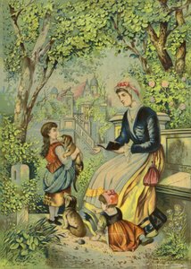 Mor leger med børn og hunde af French School