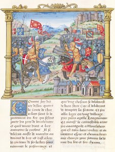 Ms.18 f.7v Slaget ved Montlhery under krigen i League of the Good Public, 14. juli 1465, fra Philippe of Commines