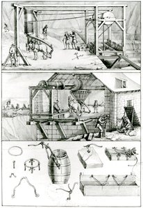 Ms 1064 fol.8 A Slate Quarry, fra Descriptions des Arts et Metiers af French School