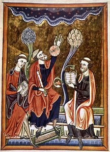 Ms 1186 f.1, The Astronomer, the Clerk and the Computist, faksimile af en miniature taget fra Salmernes Bog (Psalter) af St. Louis og Blanche de Castile af French School