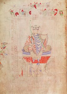 Ms. 1215 t.3 fol.13v Kong David i majestæt i centrum af Jerusalem, 1109 af French School