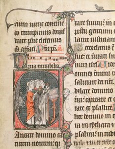 Ms 124 fol.98 Munke synger, fra en Psalter af French School
