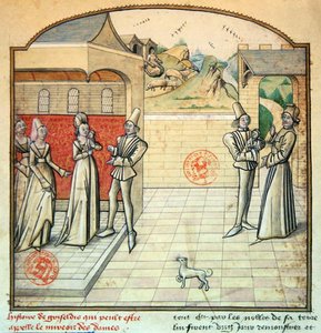 Ms 1560 Griseldis og hendes mand Marquis de Saluces, illustration fra 