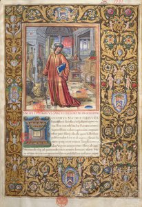 Fru 1581 f. 001 Flavius Josephus i sit studie, illustration til Prolog of the Antiquities of the Jews (Antiquitates Judaicae) af Flavius Josephus, ca. 1503 af French School