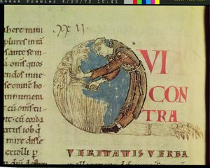 Ms 170 fol.75v Historikert initial Q, der viser en cisterciensermunk, der høster på markerne, fra Moralia i Job af pave Gregor den Store af French School