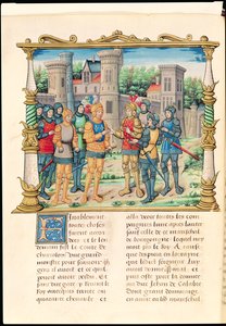 Ms 18 f.32v Conflans-traktaten mellem Ludvig XI og Karl den Dristige, hertug af Bourgogne, oktober 1465, fra Philippe of Commines