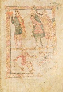 Ms 18 fol.14 Davids akolytter, fra en psalter af French School