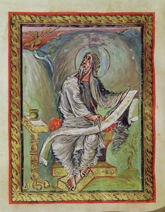 Ms 1 fol.135v St. Johannes Evangelisten, fra Ebbo-evangelierne, c.816-835 af French School