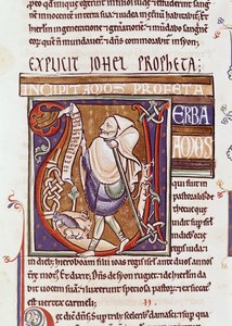Ms 1 fol.194v Historikert initial V, der forestiller Amos, fra Souvigny-bibelen
