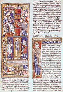 Ms 1 fol.284r Esther og Ahasverus og Hamans hængning, fra Souvigny-bibelen af French School