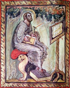 Ms 1 fol.90v St. Luke, fra Ebbo-evangelierne, c.816-835 af French School