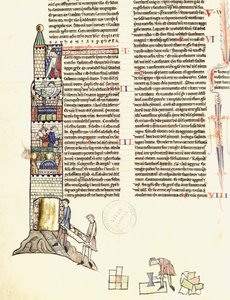 Ms 21 f.167v Konstruktion af et tårn af French School
