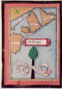 Ms 24224 Fol.73v Kort over krydderiøerne fra en beretning om Ferdinand Magellans rejse