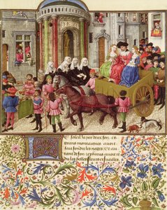 Ms 2617 Theseus gør et triumferende indtog i Athen, fra La Teseida, af Giovanni Boccaccio (1313-75) 1340-41 af French School