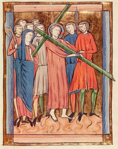 Ms 3016 fol.16 Kristus bærer korset, fra Psautier a lUsage de Paris