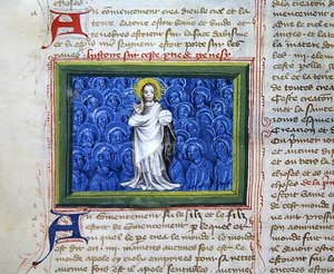 Ms 313 Gud omgivet af engle, fra Bible des Grands Augustins af French School