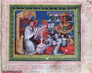 Ms 313 School Scene, fra Bible des Grands Augustins, 1494 af French School