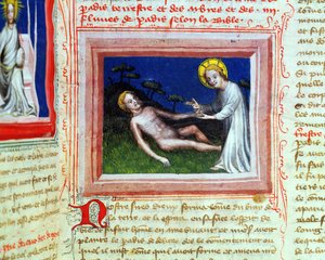 Ms 314 Creation of Adam, fra Bible des Grands Augustins, 1494