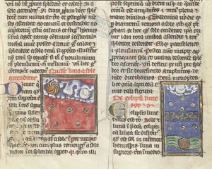 Ms 320 Fol.197r Måneformørkelse og planeternes bevægelser, fra 