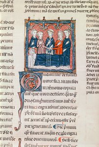 Ms 372 fol.243 Enkemands ægteskab, fra Decrets de Gratien af French School
