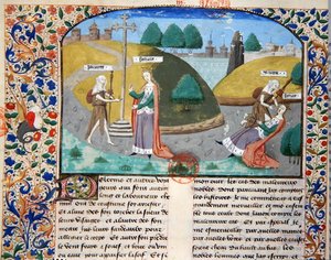 Ms 3878 Poverty and Fortune, illustration fra 