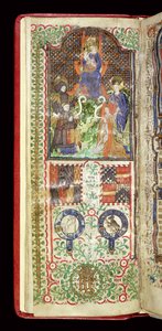 Ms 40-1950, f.7v: Dedikationsside fra en timebog tilhørende John Talbot, c.1424 af French School