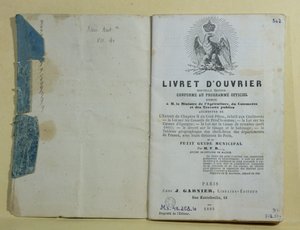 Ms 43.268.10 Frontispice af Livret dOuvrier, 1864 af French School