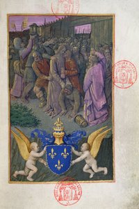 Fru 473 Judas kysser Kristus, miniature fra Charles af Frankrigs timer, ca. 1466-69 af French School
