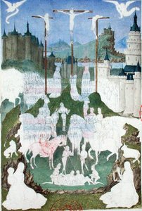 Ms 473 Korsfæstelsen eller Golgatha, ufærdig miniature fra "Heures de Charles de France", ca.1466-69 (gouache på papir) af French School