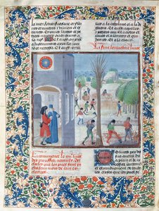 Ms 5064 f.299v Beskæftigelser for hver måned i året, illustration fra Le Livre des Prouffitz Champestres af Pietro de Crescenzi (1230-132021) af French School