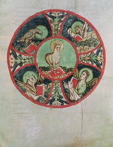 Frk. 69 fol.138v Guds Lam omgivet af evangelisternes symboler af French School