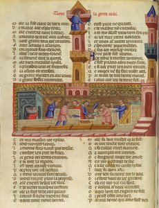 Ms 782 The Construction of Troy, illustration fra Le Roman de Troie af Benoit de St. Marc af French School