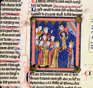 Ms 782 f.280 Kong Philip II (1165-1223) af Frankrig, fra Chroniques de Saint-Denis, slutningen af det 13. århundrede af French School