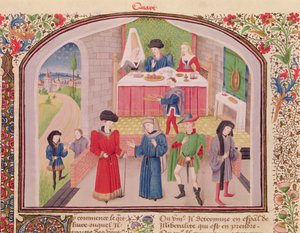 Ms 927 Fol.52v Prodigality, Liberality and Greed, from Ethics, Politics and Economics af Aristoteles (384-322 f.Kr.) af French School