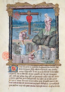 Ms 978 fol.31 Opførelsen af slottet, illustration fra en spirituel afhandling til brug for lægfolk af Gabrielle de Bourbon af French School