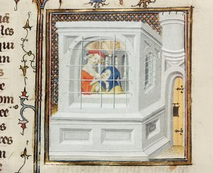 Fr 12420 romersk velgørenhed: Cimon og Pero, fra De Claris Women, af Giovanni Boccaccio (1313-75) af French School