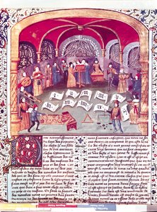 Ms Fr 22532 fol.336 Koncert, fra Des Proprietez des Choses af Barthelemy lAnglais af French School