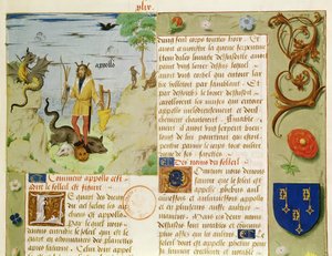 Fr 9197 Fol.49 Apollo dræber Python, fra Livre des Eschecs DAmour af French School